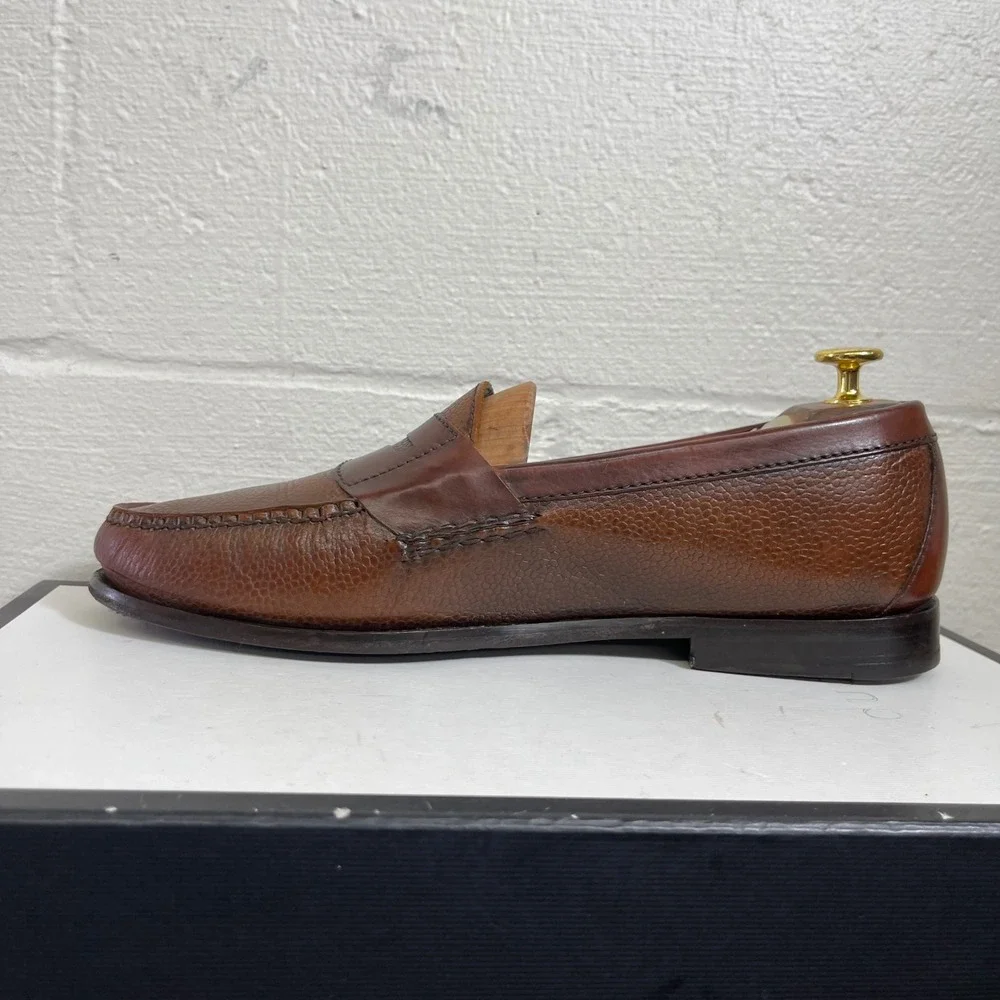 Cole Haan Nike Air C08915 Brown‎ Pebbled Leather Penny Loafers Dress Men's 10 M